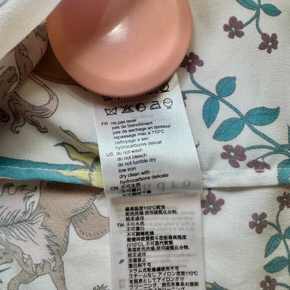 Sandro Azucar Print Blouse Chiffon Off White Cream Women’s 1 (Small) Celestial - Picture 16 of 16